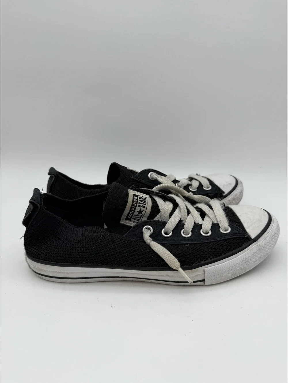 Converse All Star Youth Black Knit Low Top Sneakers Size 3